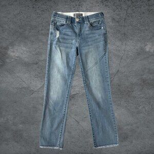 Democracy Ab Technology Jeans Stretch Straight Leg Raw Hem Distressed Size 4